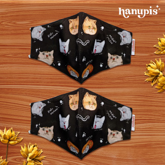 Masker kain motif felis in black